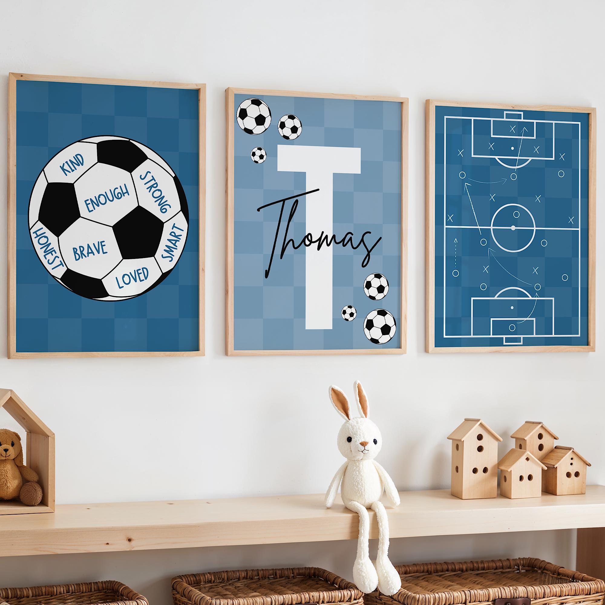 Baby Nursery Wall Art - 맞춤형 축구 벽 장식 세트, 소년들을