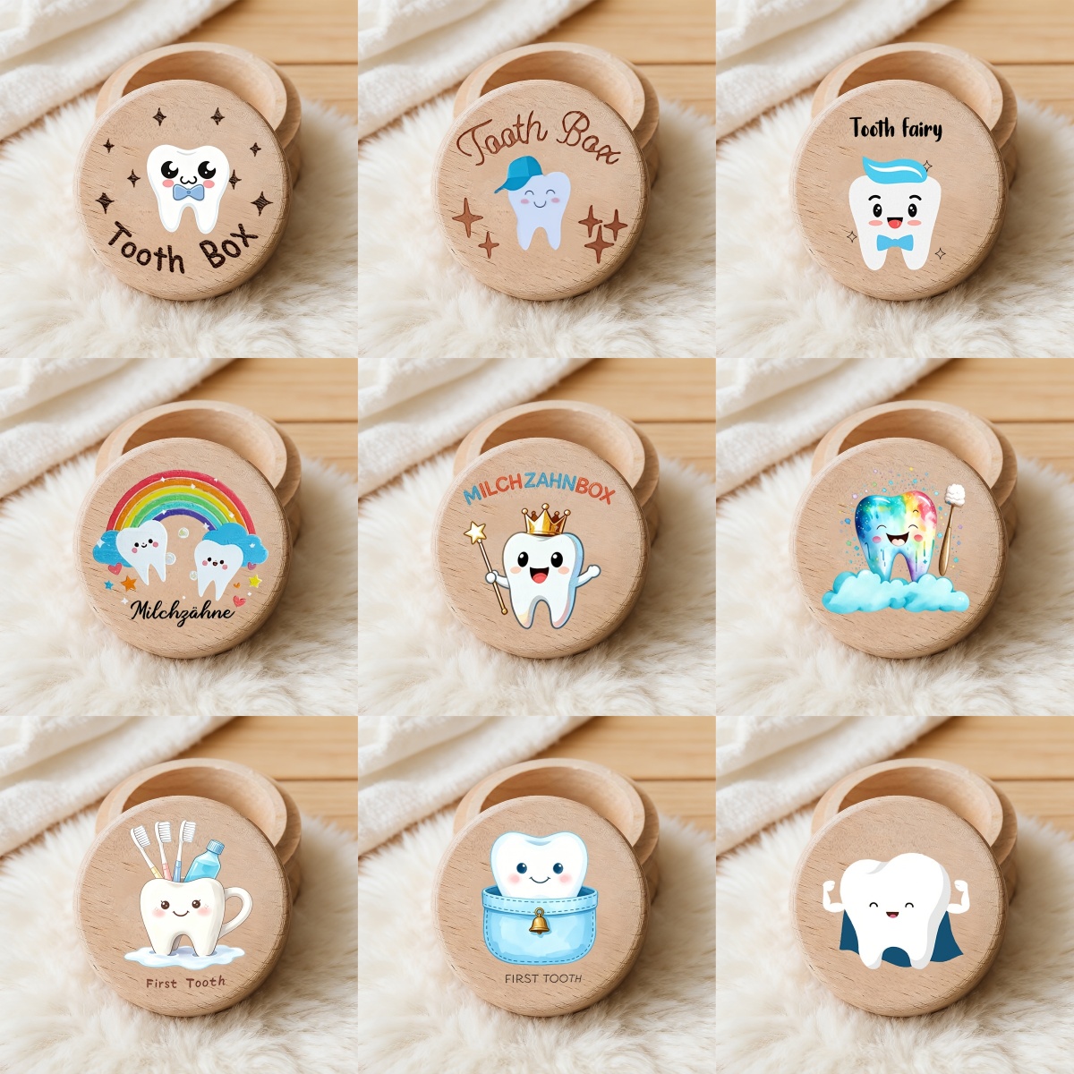 Baby Keepsake Box - 2D 어린이용 남아 칫솔(치아 무늬) 아기