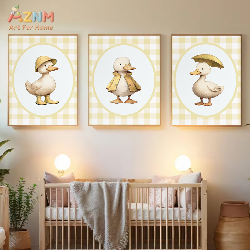 Baby Nursery Yellow - AZNM 귀여운 오리 캔버스 벽 예술