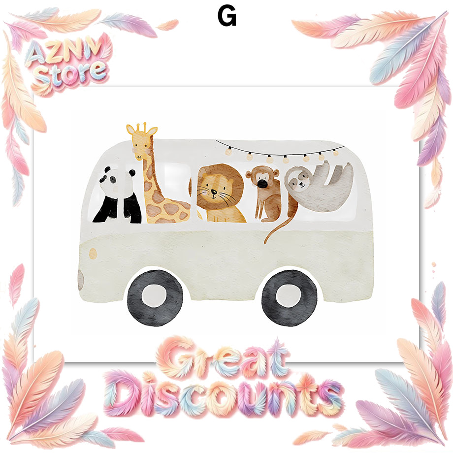 Baby Nursery Wall Art - 보헤미안 스타일 동물 친구 코끼리 토끼