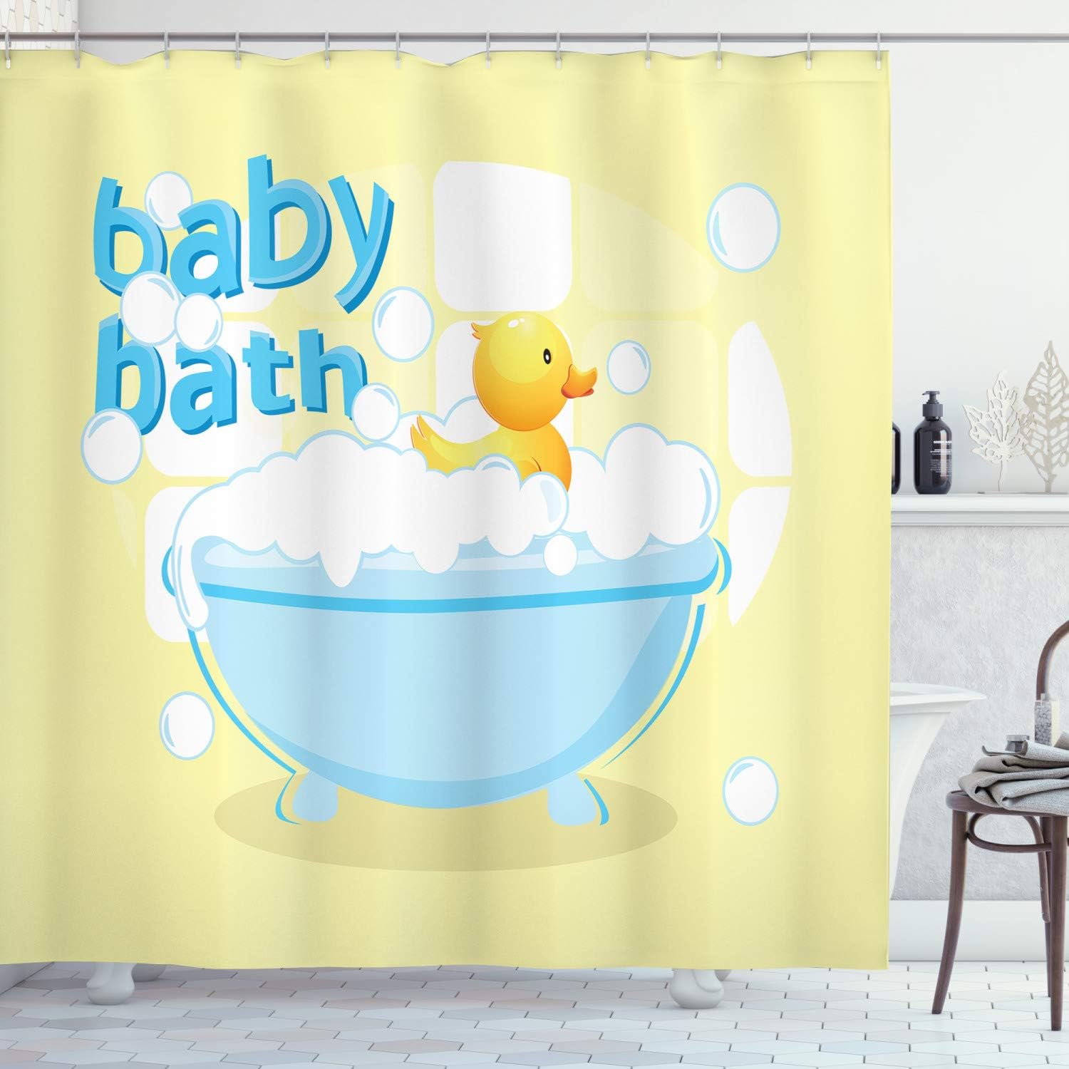 Baby Nursery Yellow - 노란색 아기 목욕 샤워 커튼 재미있는