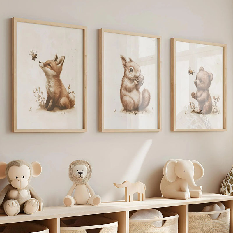 Baby Nursery Wall Art - 곰 토끼 여우 사슴 다람쥐 쥐