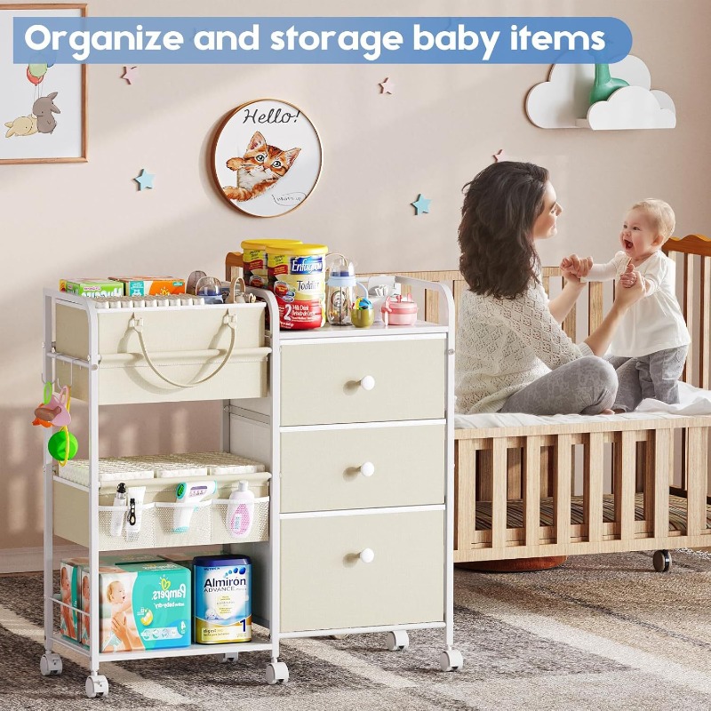 대용량 아기 기저귀 정리함 카트 3단 이동식 수납 서랍 - Baby Nursery Utility Cart 리뷰 및 가격