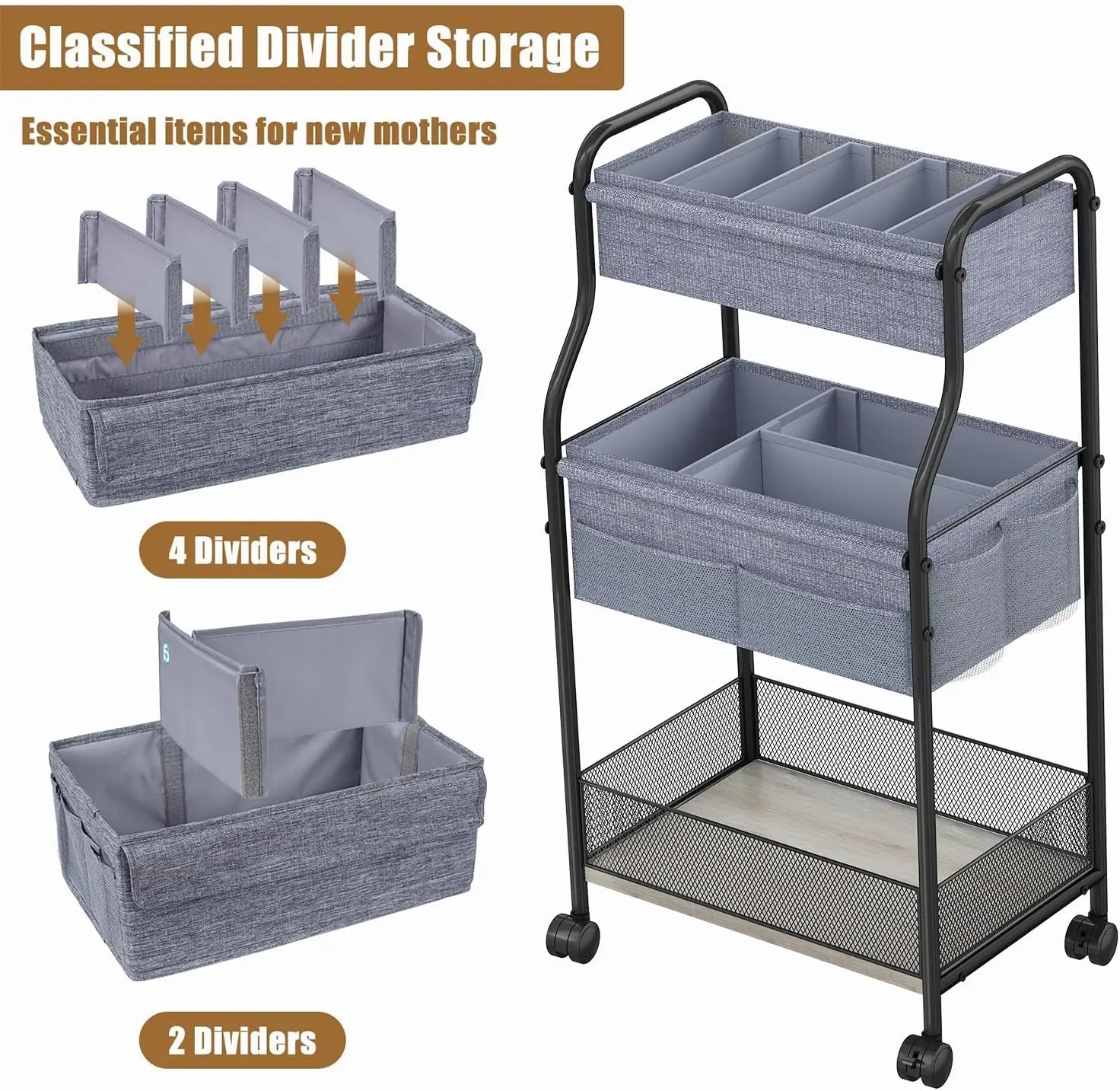3단 아기 기저귀 정리함 및 수납 카트, 유아용품 보관 - Baby Nursery Utility Cart 리뷰 및 가격