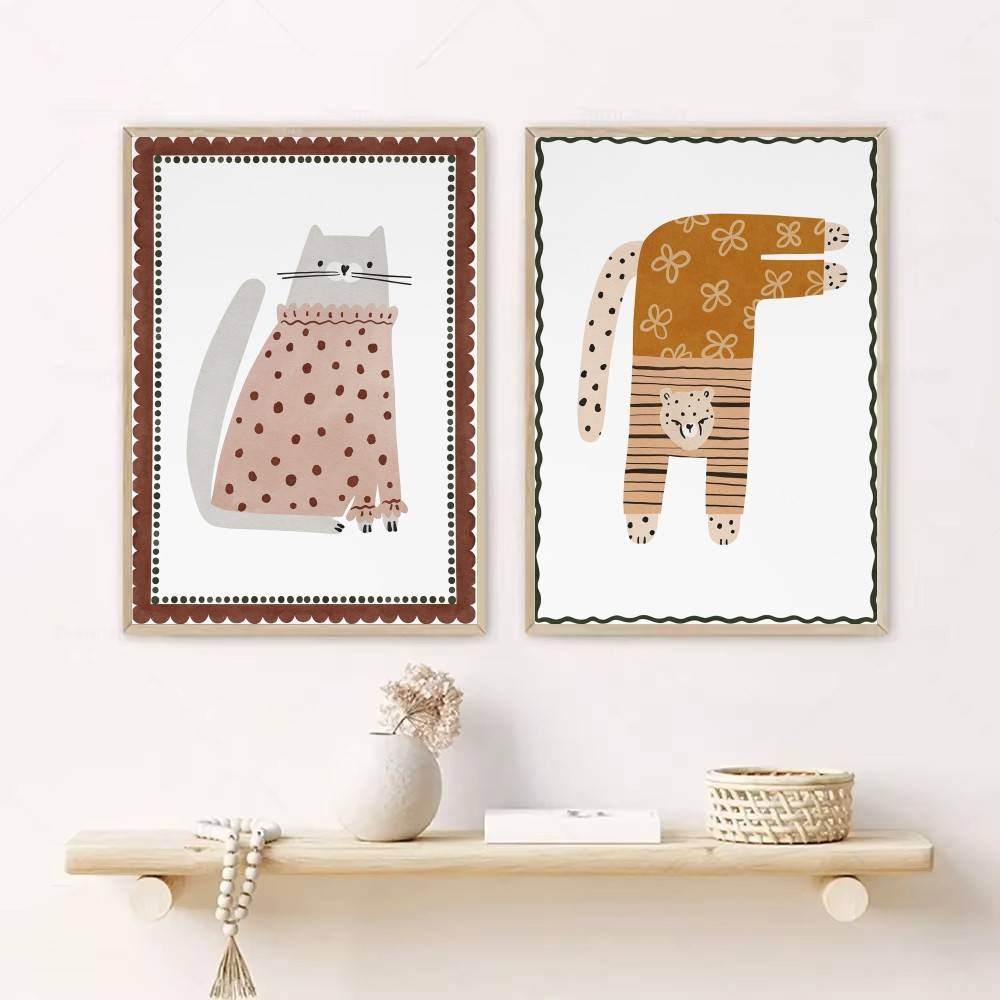 중성적인 보헤미안 스타일의 어린이 포스터, 귀여운 고양 - Baby Nursery Wallpaper Neutral 리뷰 및 가격