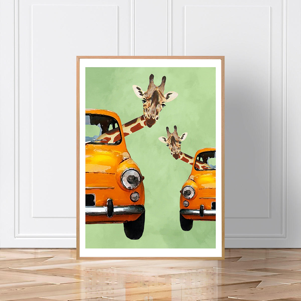 Giraffes In Yellow Cars Cartoo - Baby Nursery Yellow 리뷰 및 가격