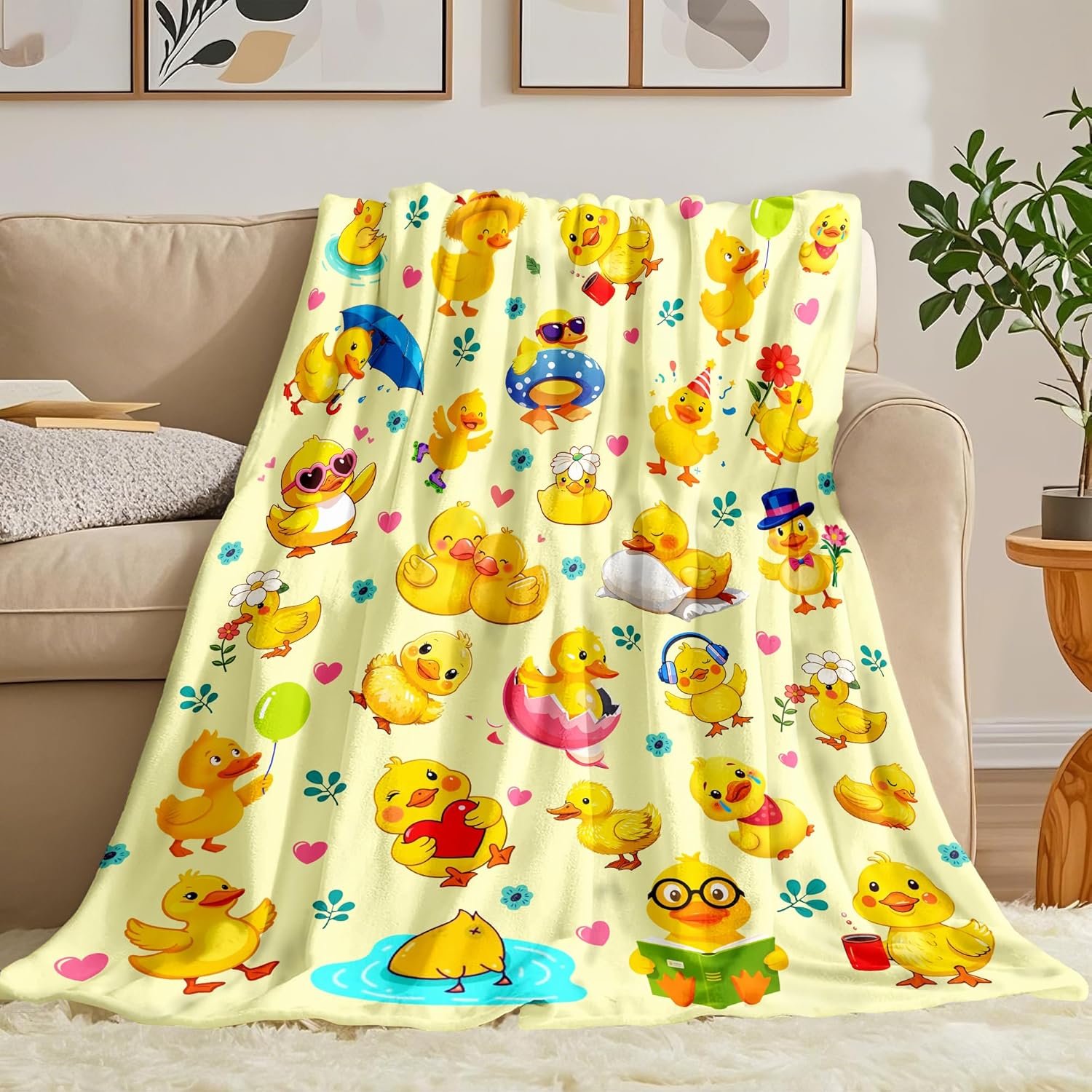노란 병아리 동물 프린트 담요 어린이용 침대보 플러시  - Baby Nursery Yellow 리뷰 및 가격