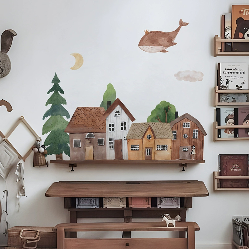패브릭 만화 숲 빈티지 타운 벽 PVC 문 토끼 스티커 - Baby Nursery Wall Art 리뷰 및 가격