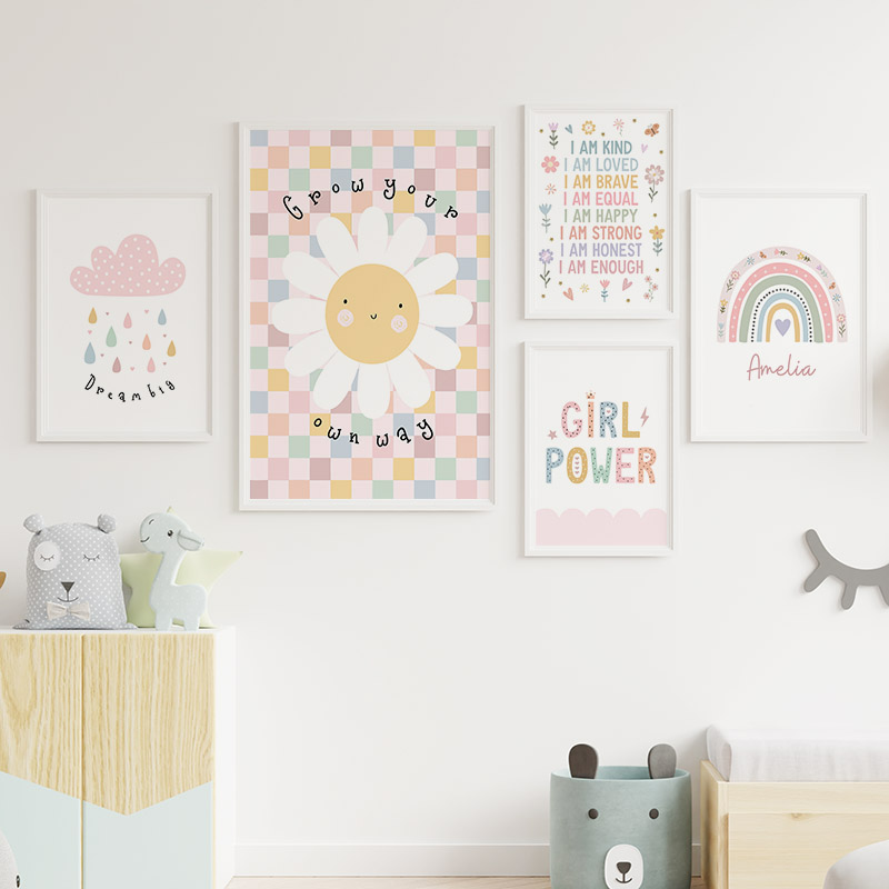 태양 꽃 무지개 구름 심장 보육 벽 아트 캔버스 회화  - Baby Nursery Wall Art 리뷰 및 가격